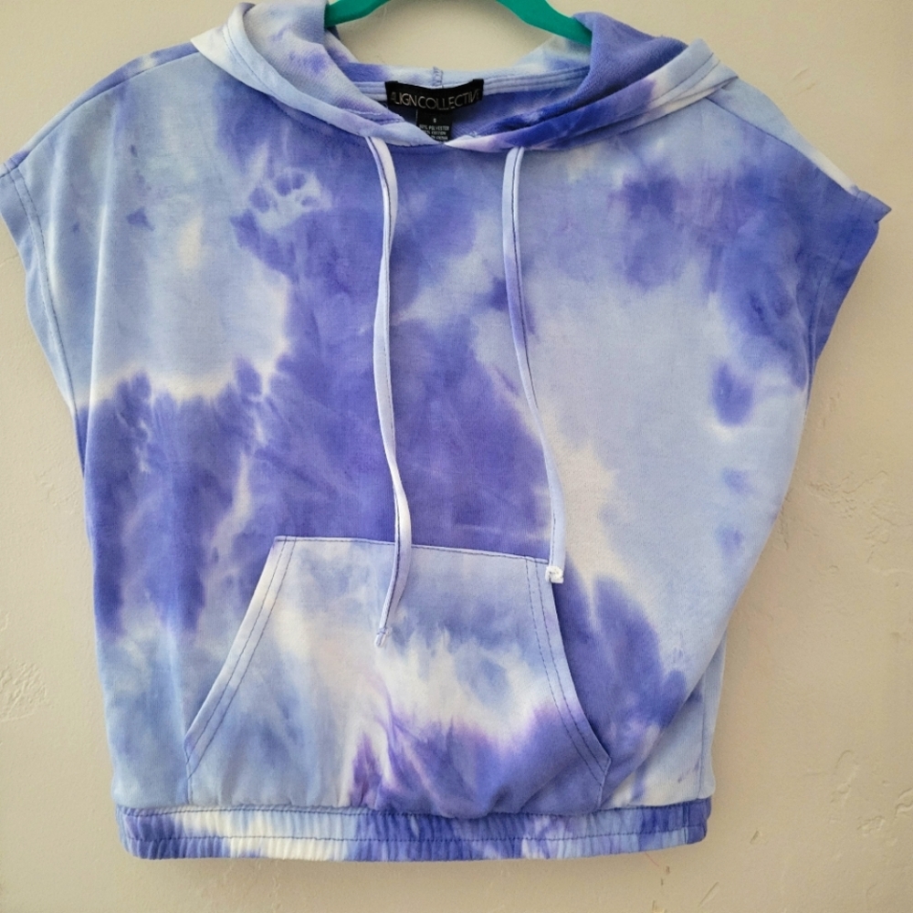 NWT Align Collective Sleeveless Tie Die Small Purple Blue Sweatshirt Hoodie💜 💙